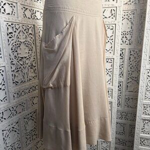 Vintage DKNY Cream Silk/Cotton Midi Skirt